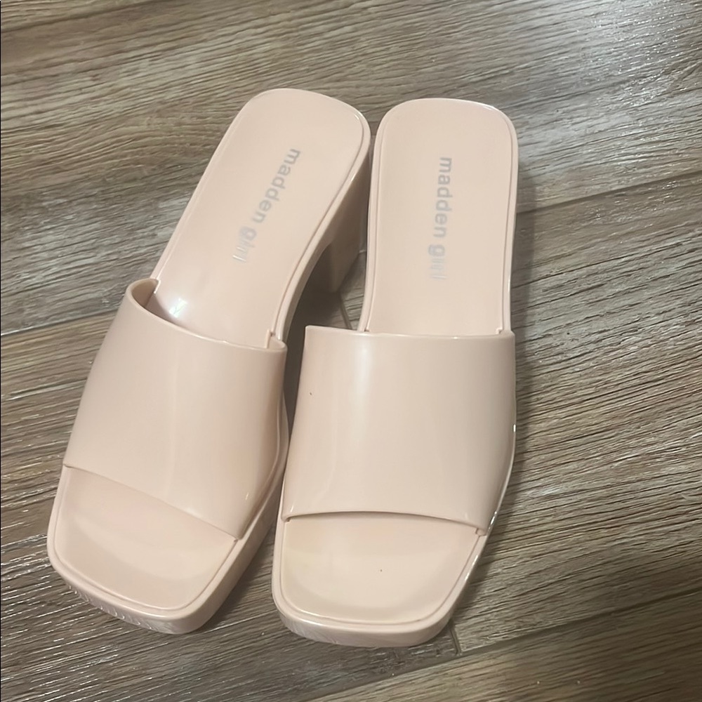 Madden Girl Cream Mules Sleek Minimalist Design